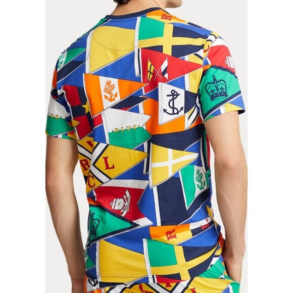 NEW Ralph Lauren Burgee Flag Print Knit Pajama Shirt Pant Set Mens Medium - Picture 5 of 11